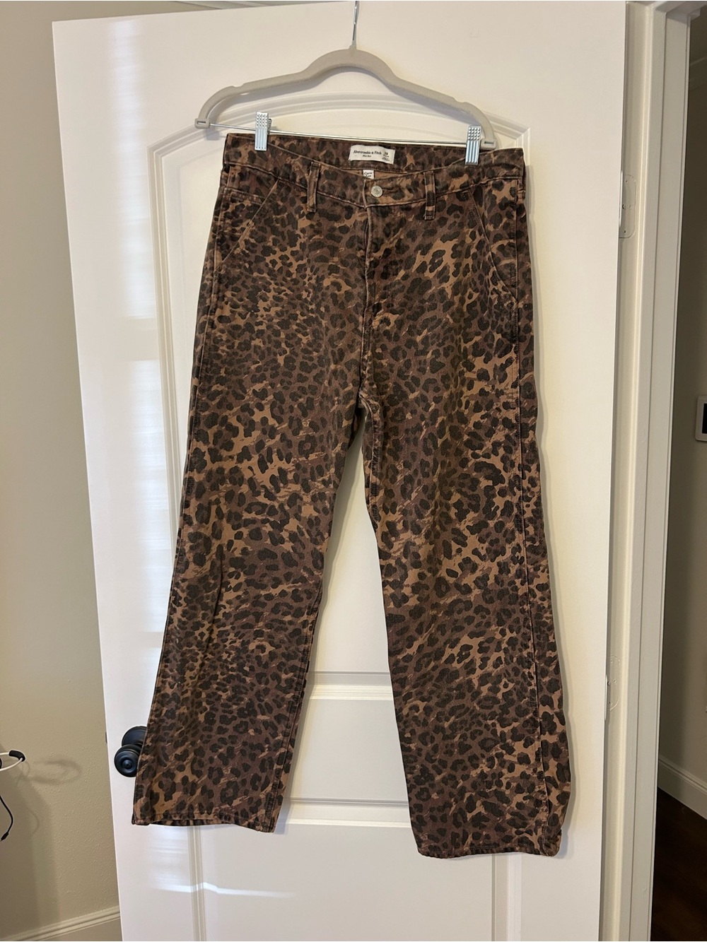 Abercrombie & Fitch Brown Leopard Print Wide-Leg Jeans